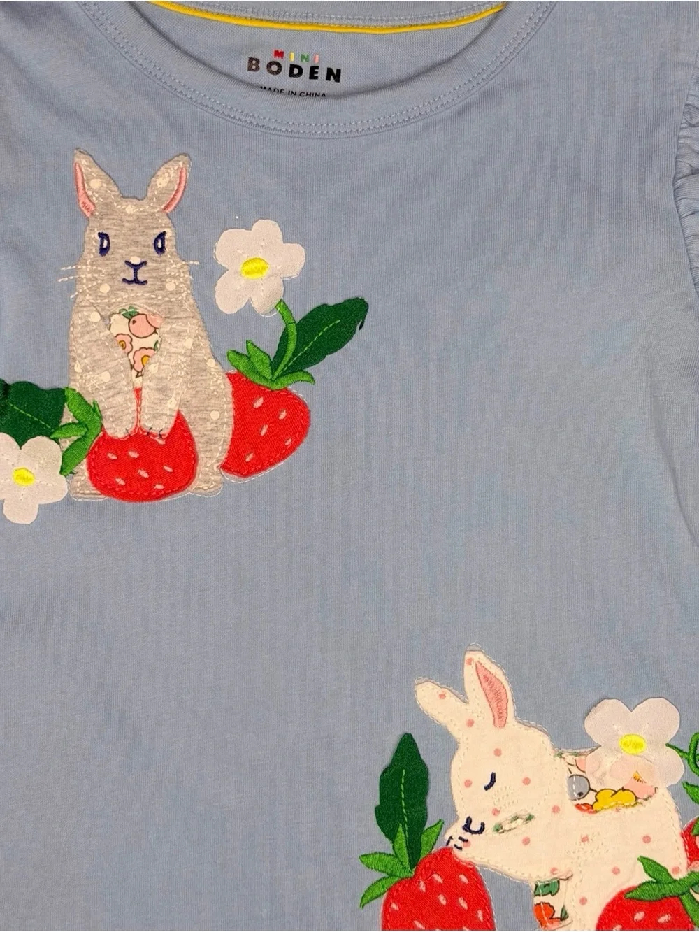 Mini Boden Bunnies And Strawberries Appliqué Tunic